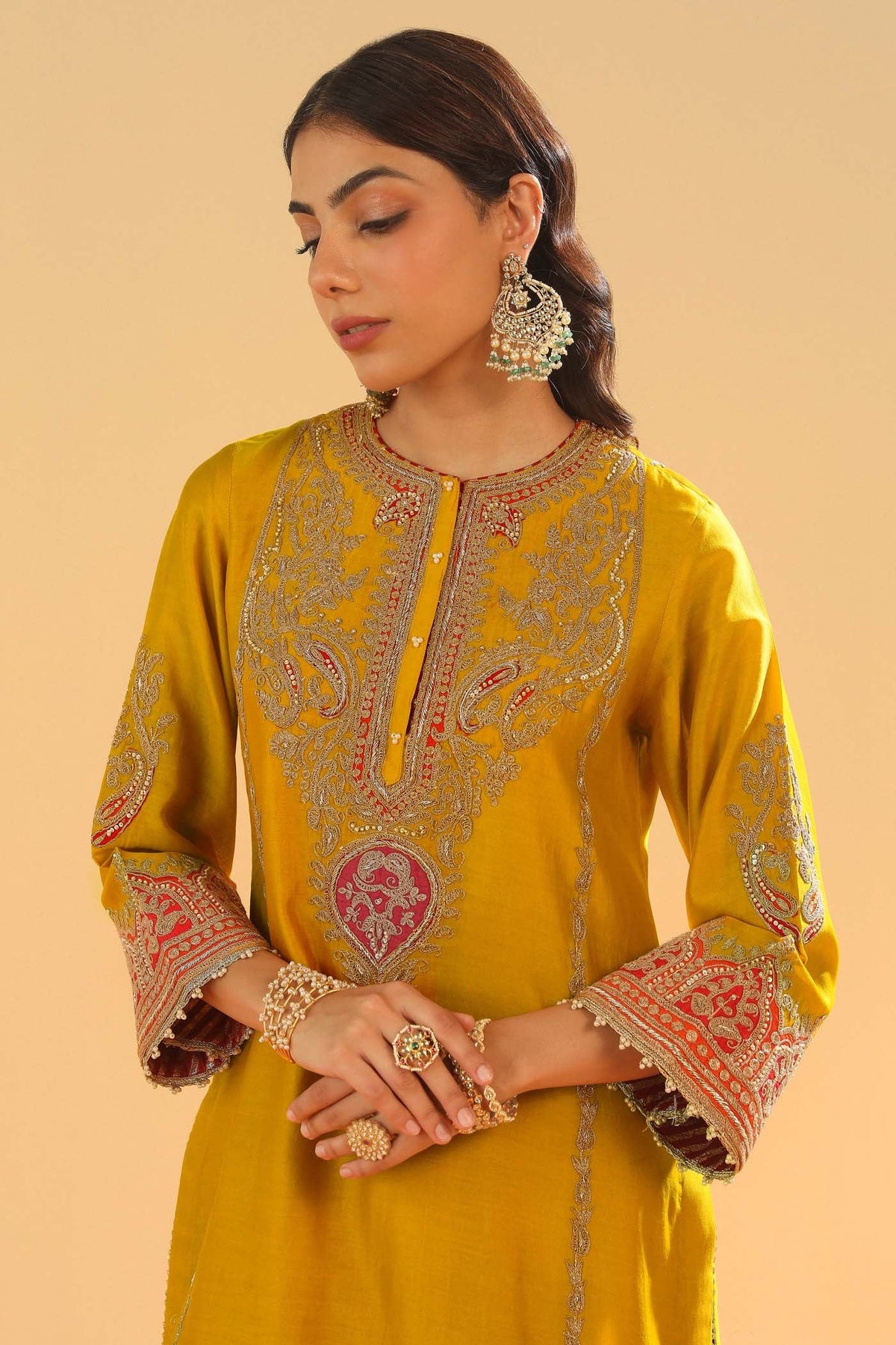 Mirha - Heirloom Mustard Short Straight Kurta with Salwar