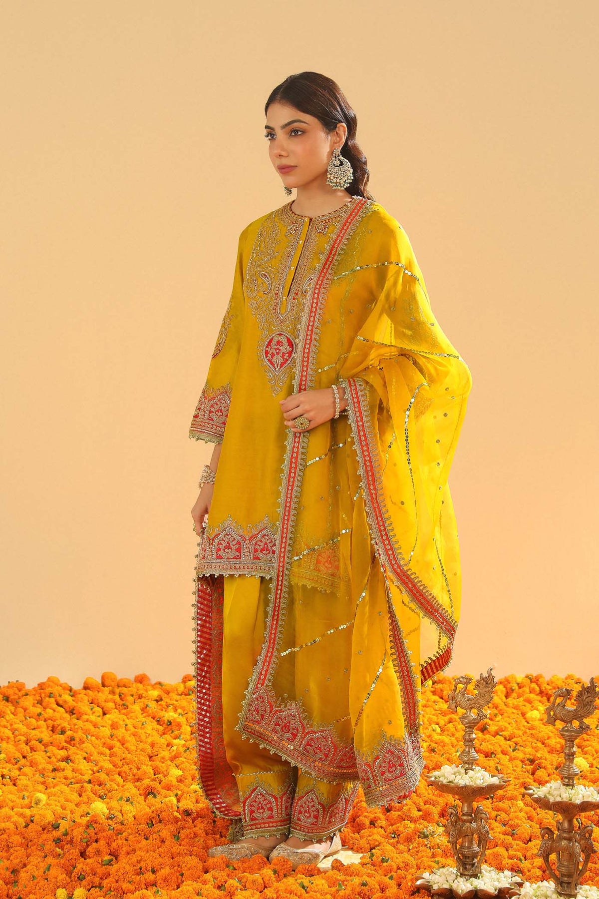 Mirha - Mustard Short Straight Kurta with Salwar (Lxrts)