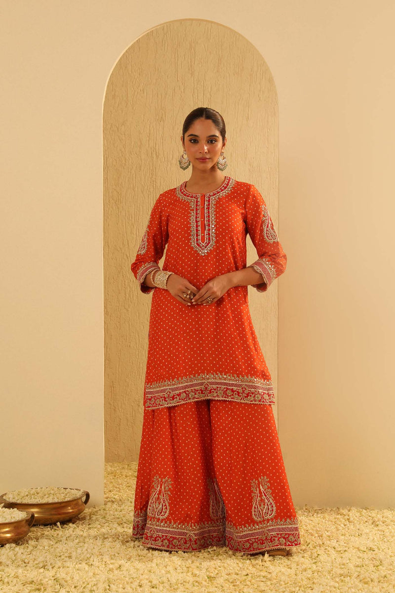 Hoorain - Orange Kurta with Sharara and Dupatta (Lxrts)