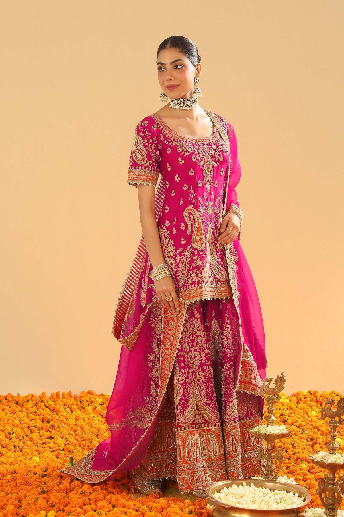 Mahi Vinod In Ishwa - Rani Hotpink Kurta with Sharara