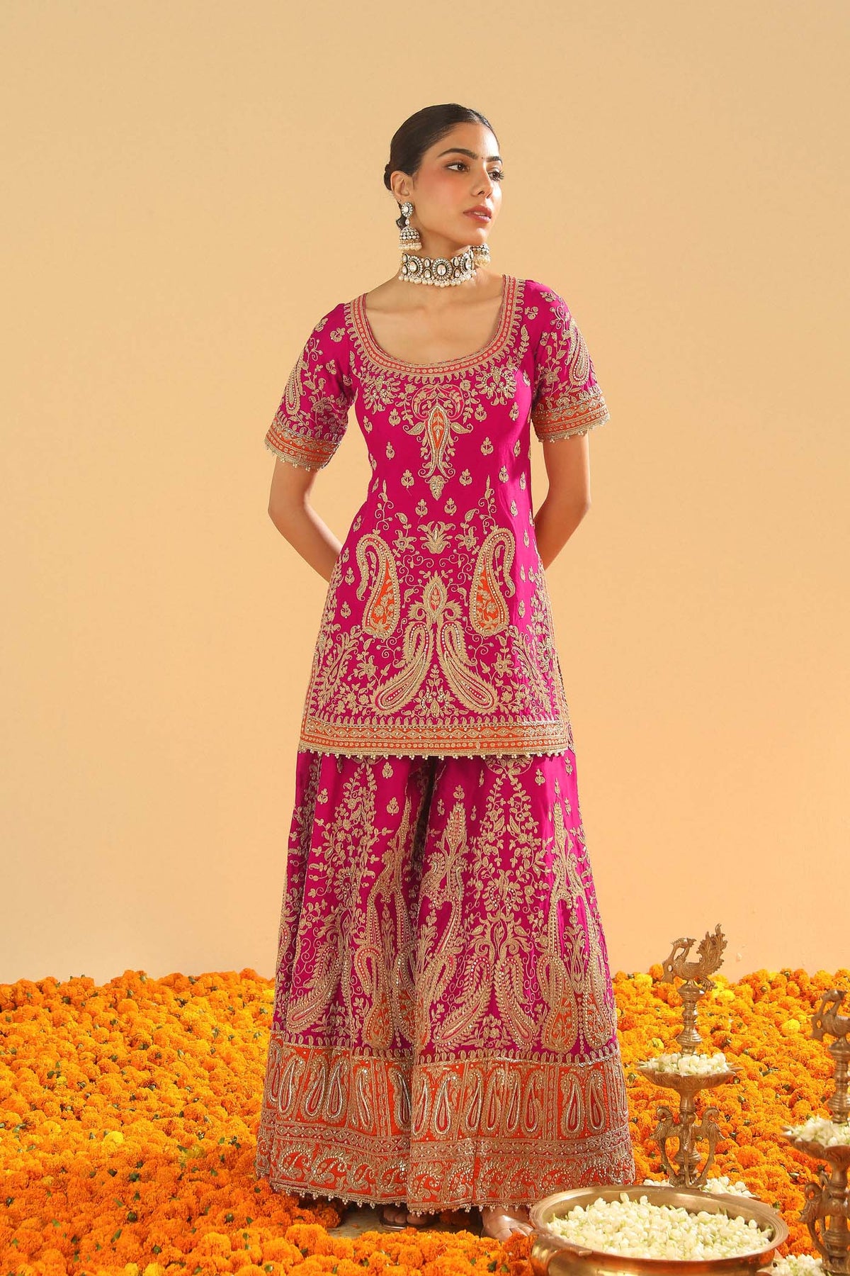 Mahi Vinod In Ishwa - Rani Hotpink Kurta with Sharara