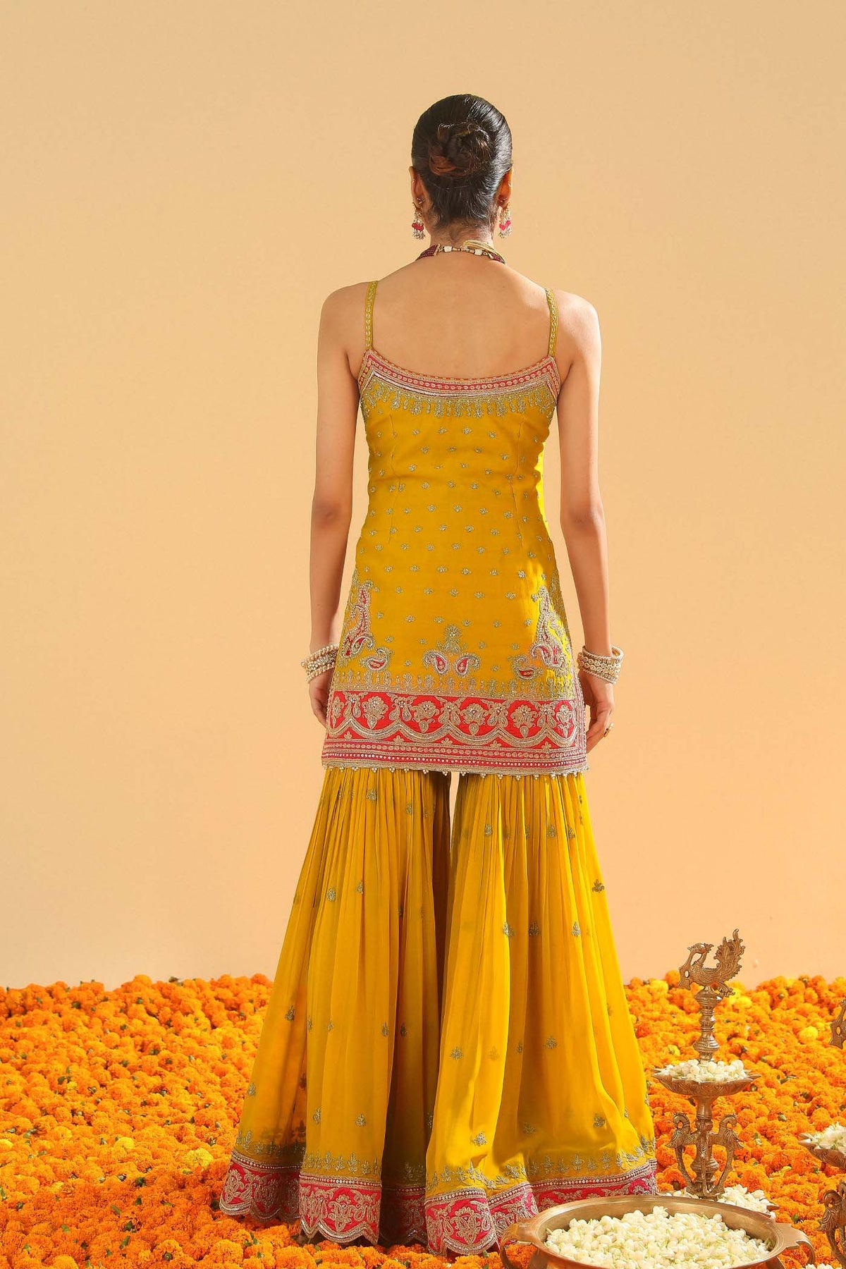 Mehan - Heirloom Mustard Short Kurta with Garara