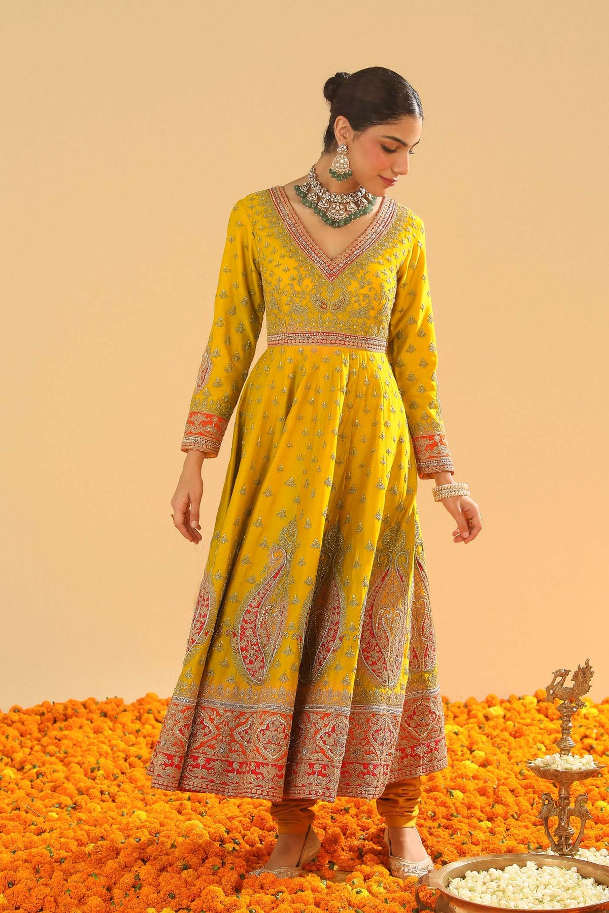 Shazia - Mustard Anarkaali with Chooridaar (Lxrts)