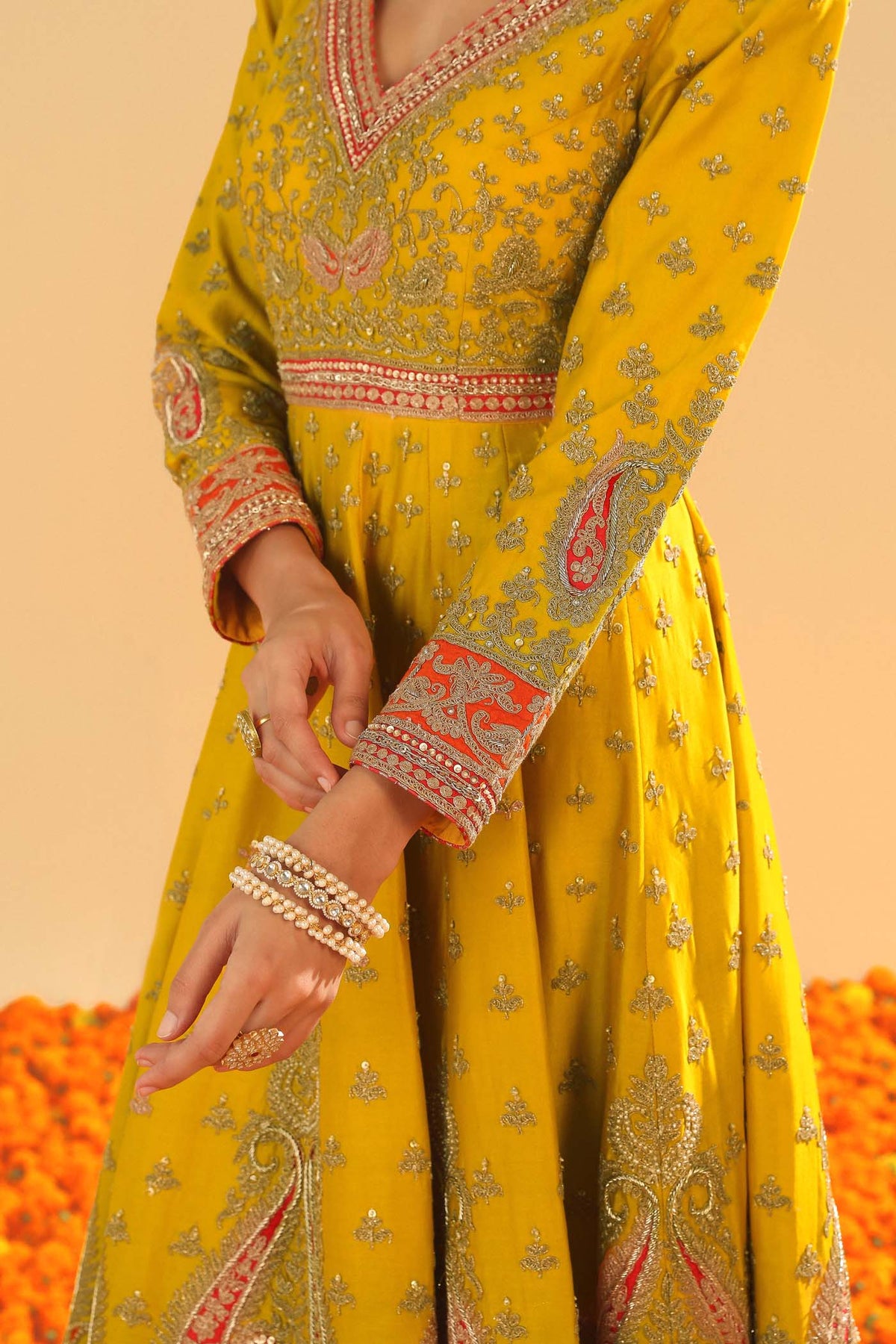Shazia - Mustard Anarkaali with Chooridaar (Lxrts)