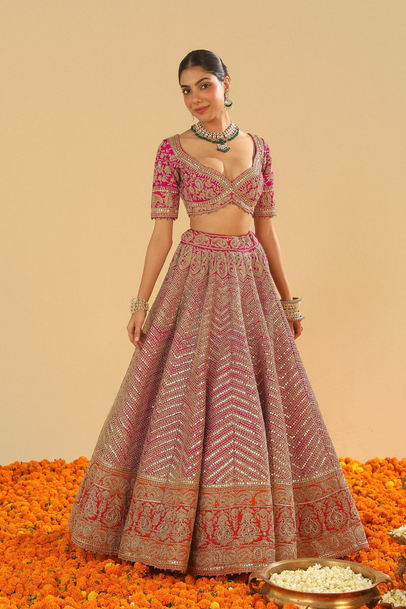 Anahira - Rani Hotpink Blouse with Lehenga and Dupatta (Lxrts)
