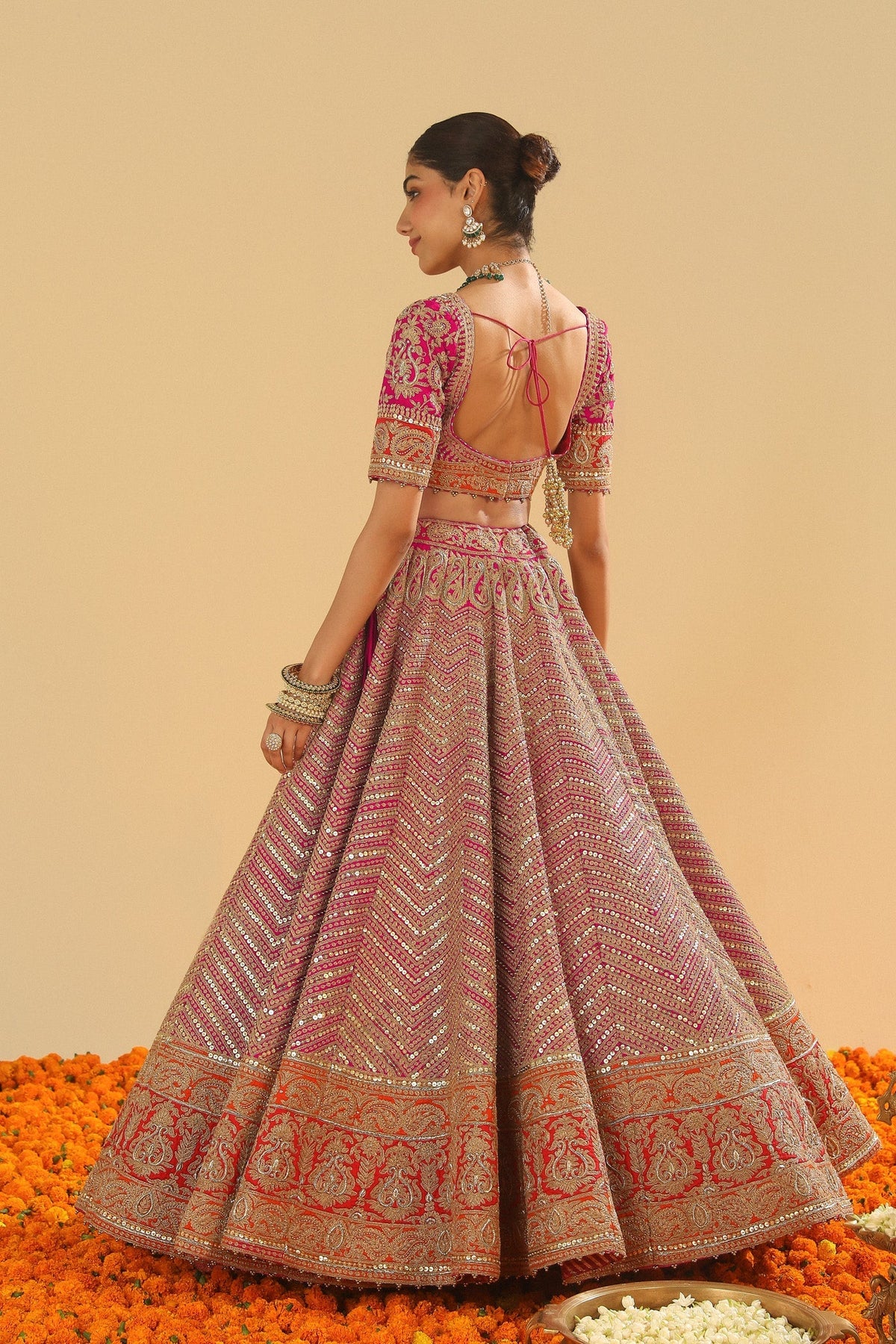 Anahira - Rani Hotpink Blouse with Lehenga and Dupatta (Lxrts)
