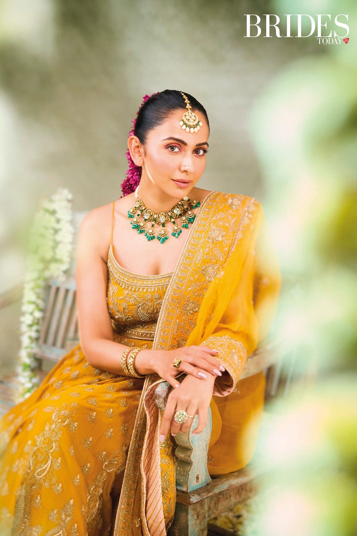 Rakul Preet Singh In Afraa - Mustard Anarkali Set with Palazzo & Dupatta