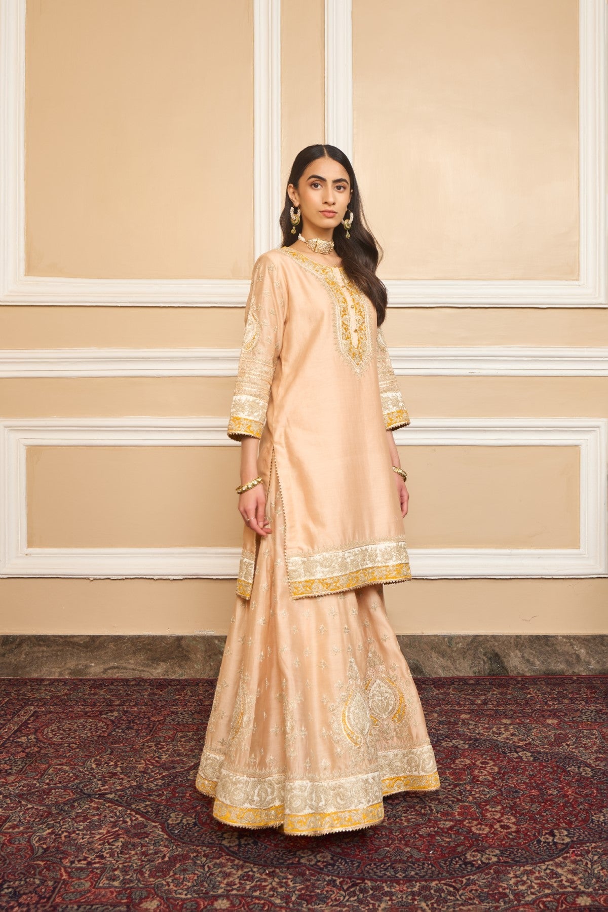 Komal Kapoor IN RAINA - ROSEPINK SHORT KURTA WITH SHARARA AND ODHNI
