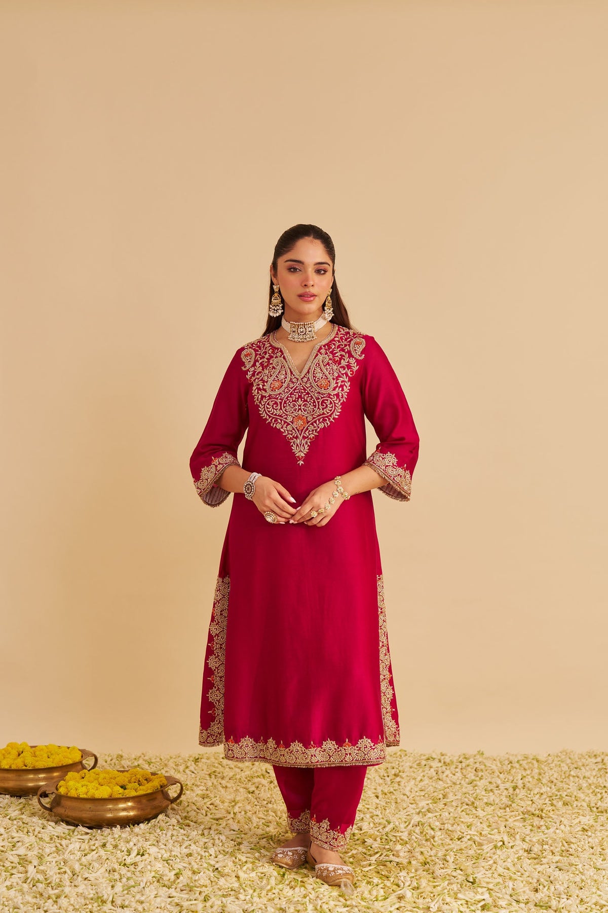 Areefa  - Dabka Zardozi Embroidered Rich Banarasi Rani Hotpink Suit & Salwar (LXRTS)