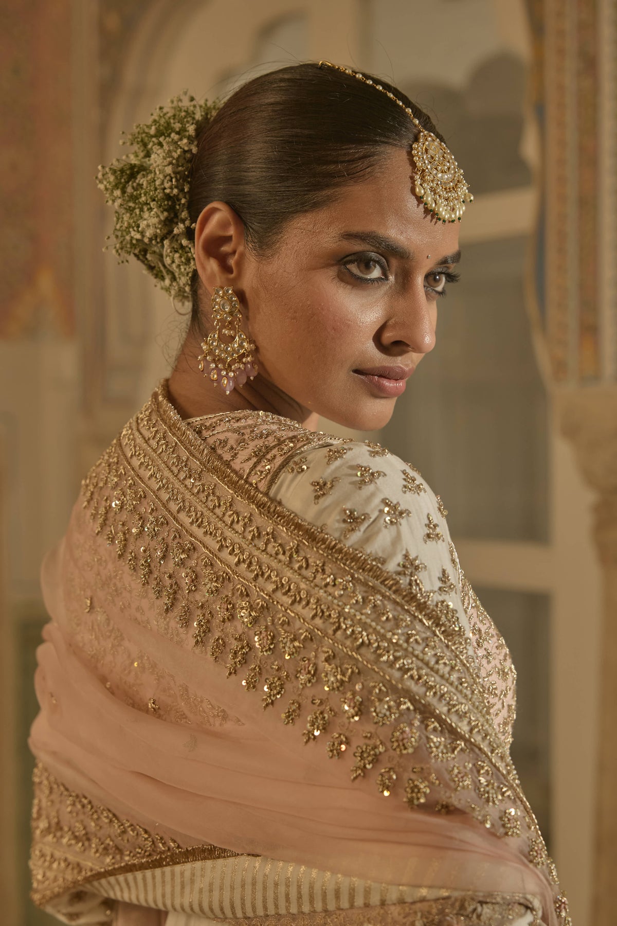 Shivangi Joshi In Noor - Dabka Zardozi Embroidered Chanderi Silk Daisy Ivory Anarkali Set