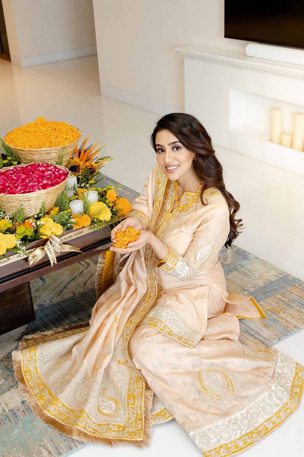 Shabina- Rosepink short kurta with garara and dupatta (Lxrts)