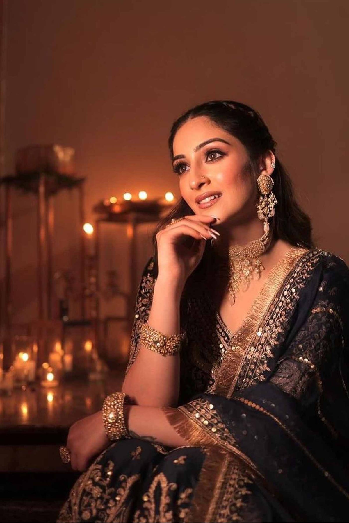 Dipti  Dhillon In AAFIYA - DEEP BLUE SHARARA