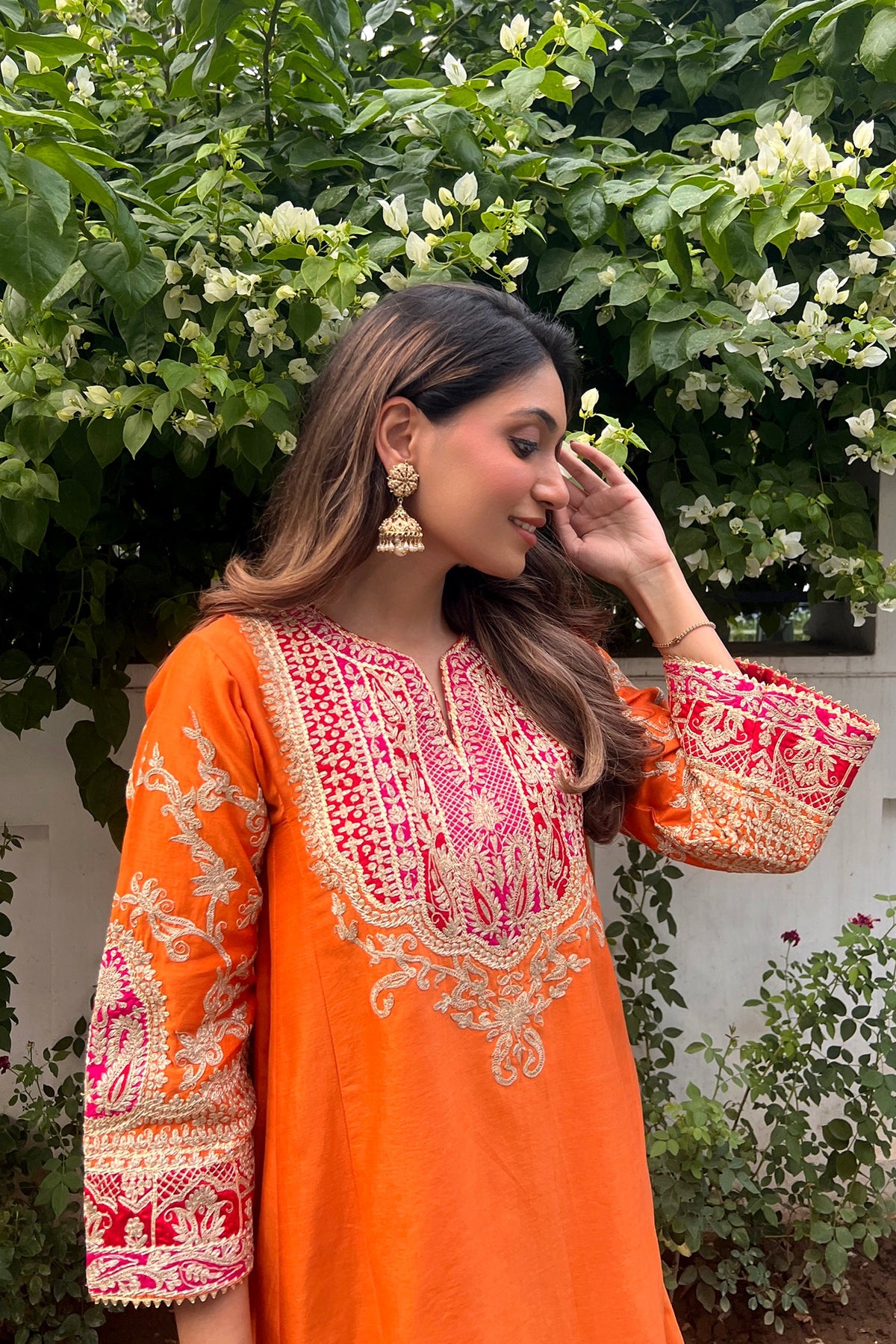 Somya Bakshi IN MOHSINA - Orange SHORT KALIDAAR CHOGA WITH SALWAR