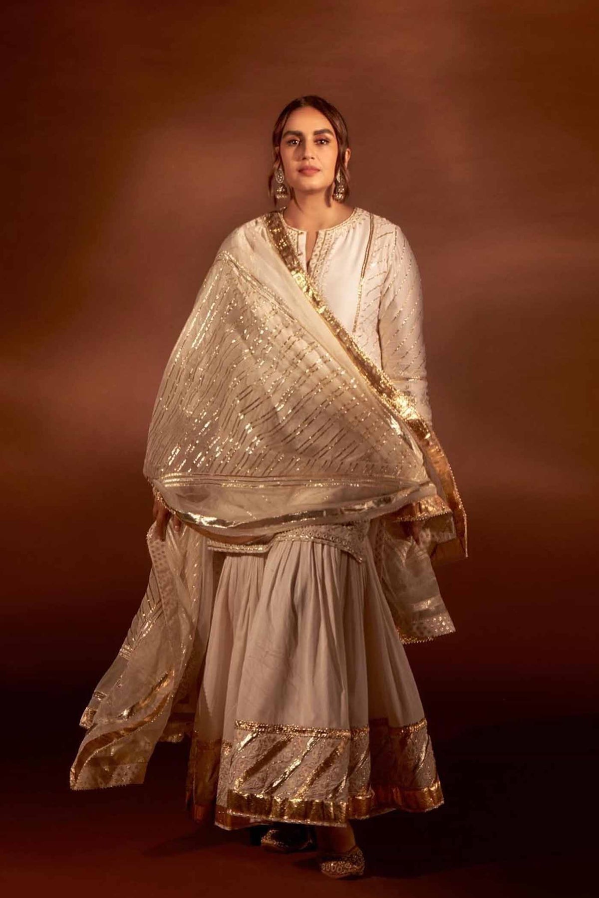 Eliza - Daisy Ivory Chanderi Silk Kurta and Garara Set with Organza dupatta (Lxrts)