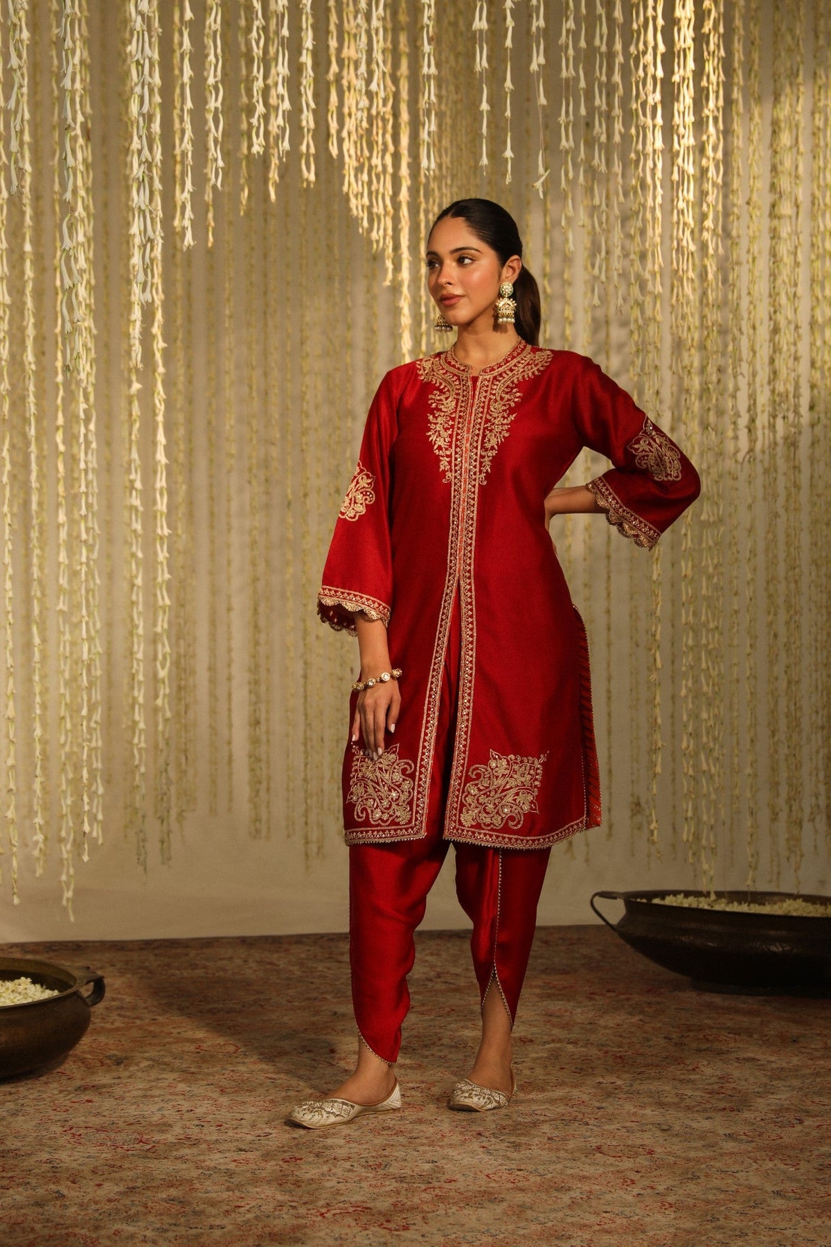 Payal Sen In Gulbano - Deep Red Short Kurta with Dhoti