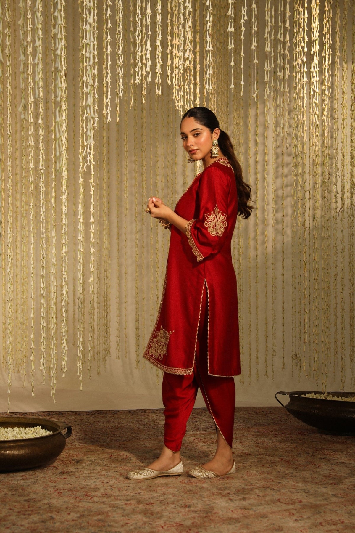 Payal Sen In Gulbano - Deep Red Short Kurta with Dhoti