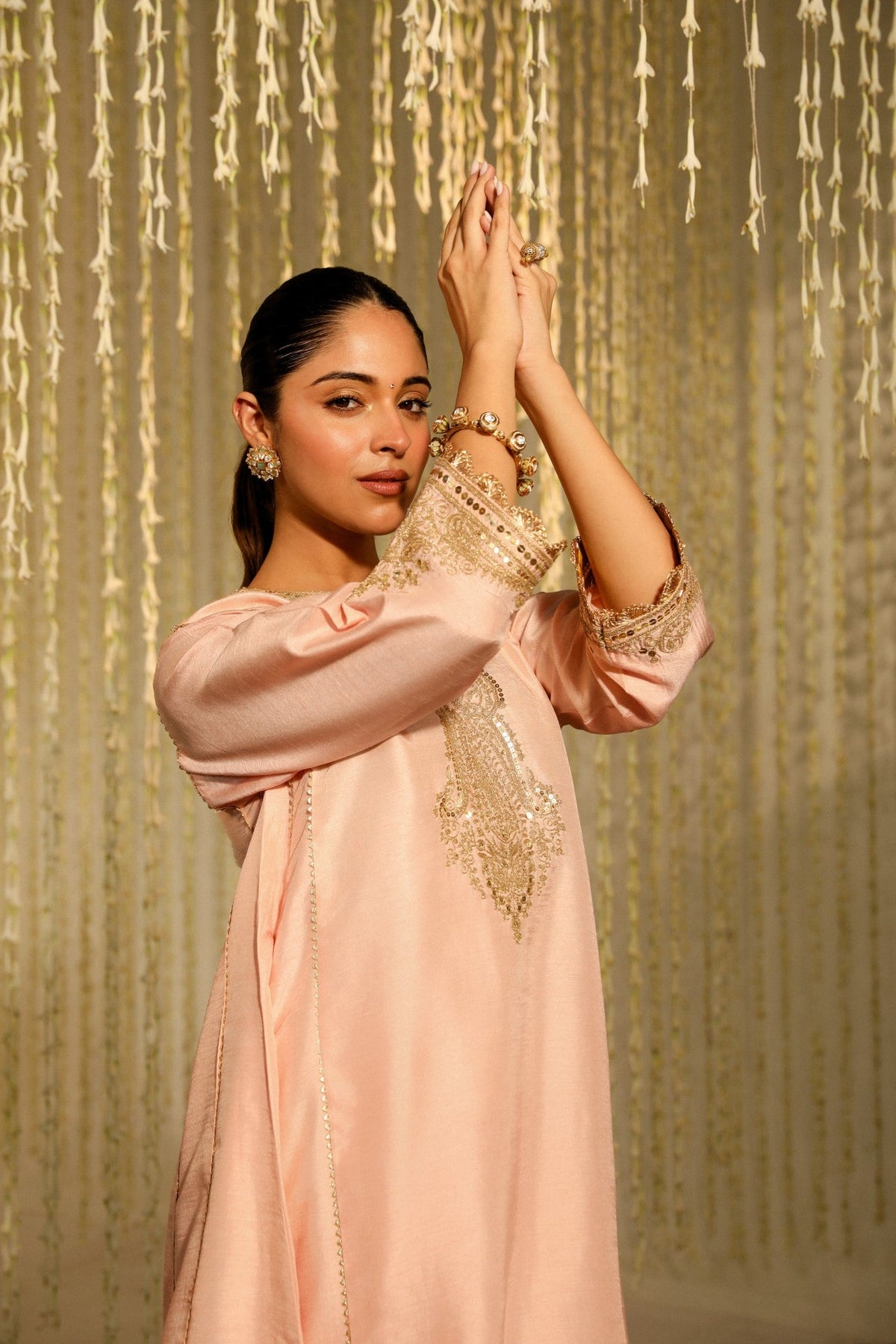 MEHNAAZ - ROSEPINK KALIDAAR SHORT KURTA WITH SALWAR
