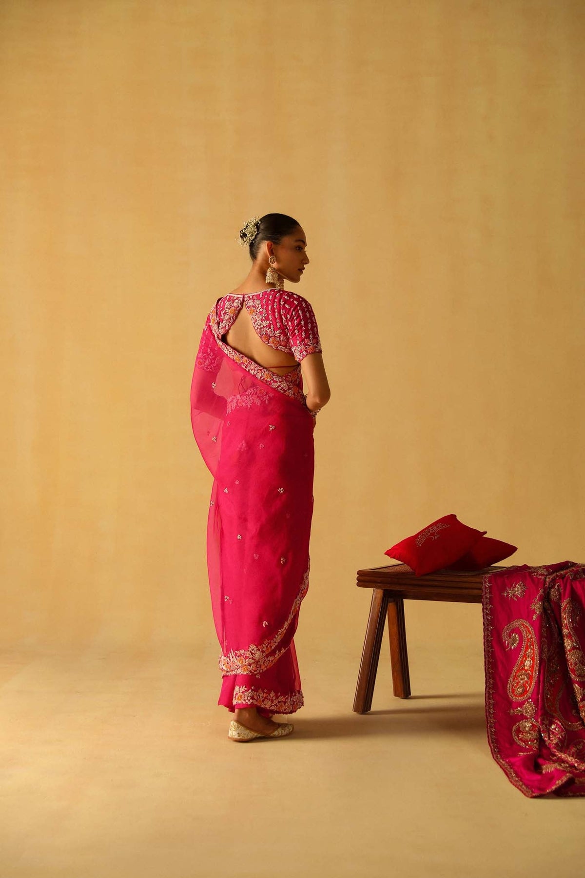 Afsa - Rani Hotpink Saree Set