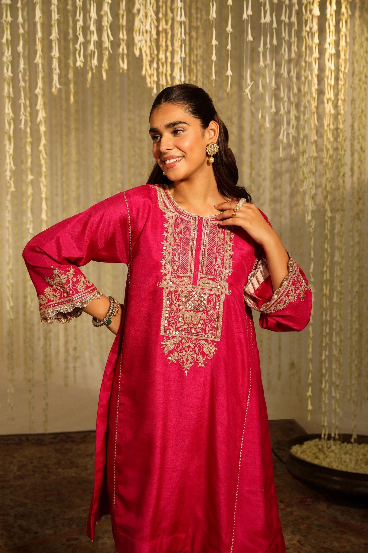 MEHER - Rani Hotpink SHORT CHOGA WITH SALWAR