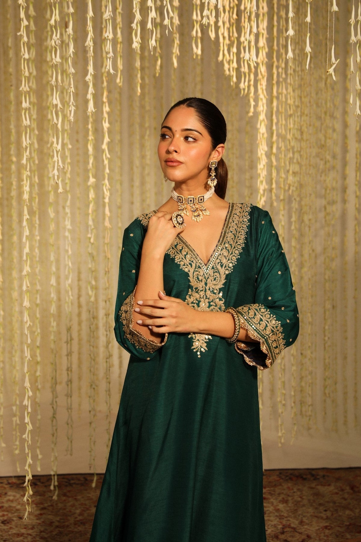 MYSHA - EMERALD GREEN  LONG CHOGA WITH SALWAR (LXRTS)