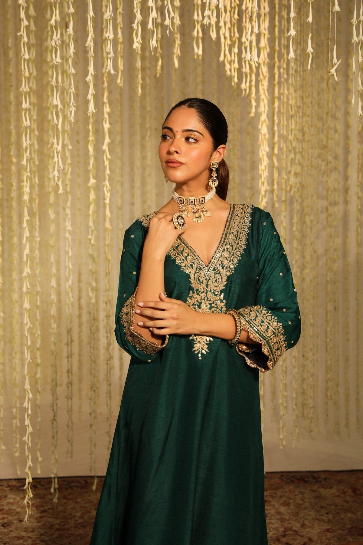 MYSHA - EMERALD GREEN  LONG CHOGA WITH SALWAR