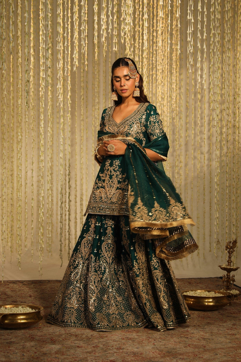 AAFIYA - EMERALD GREEN SHARARA (LXRTS)