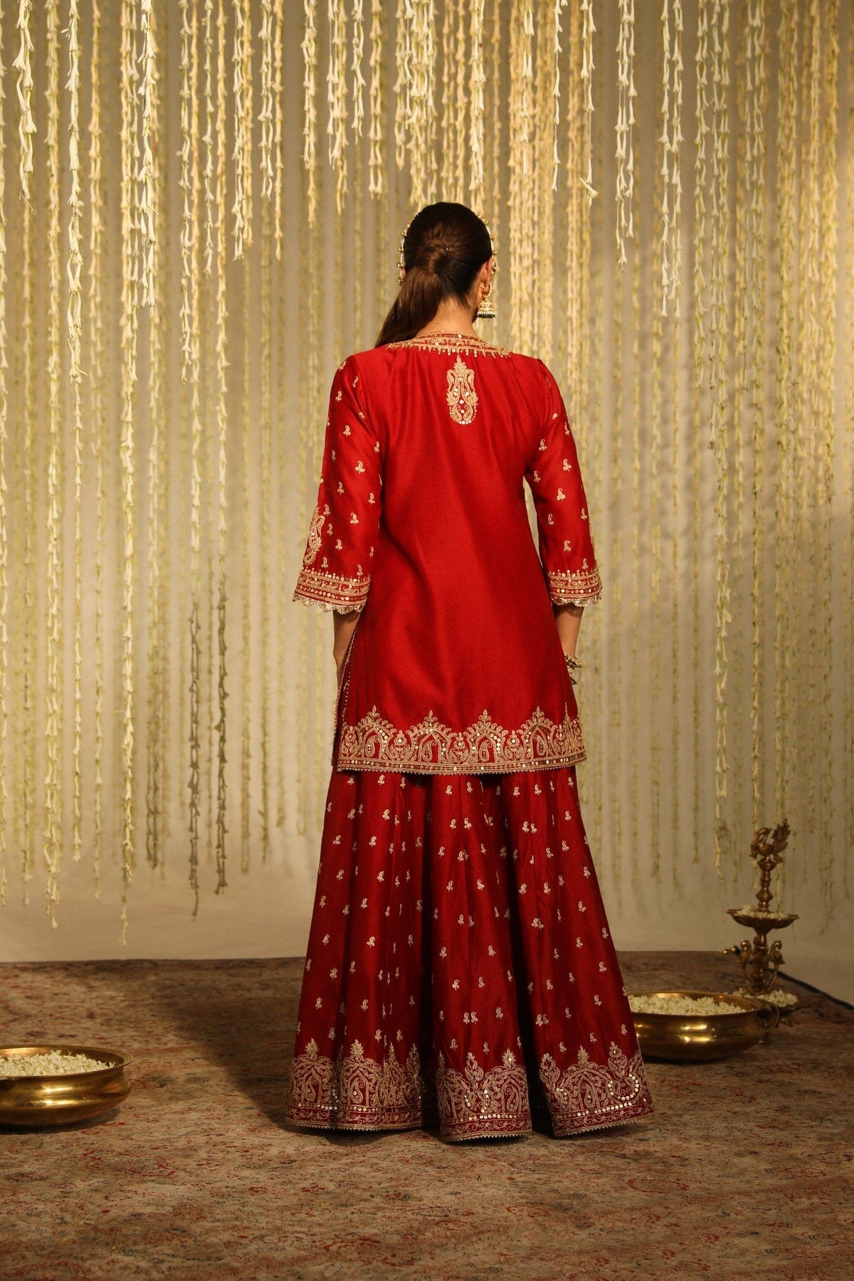 MISHIKA - DEEP RED KURTA WITH SHARARA AND DUPATTA (LXRTS)