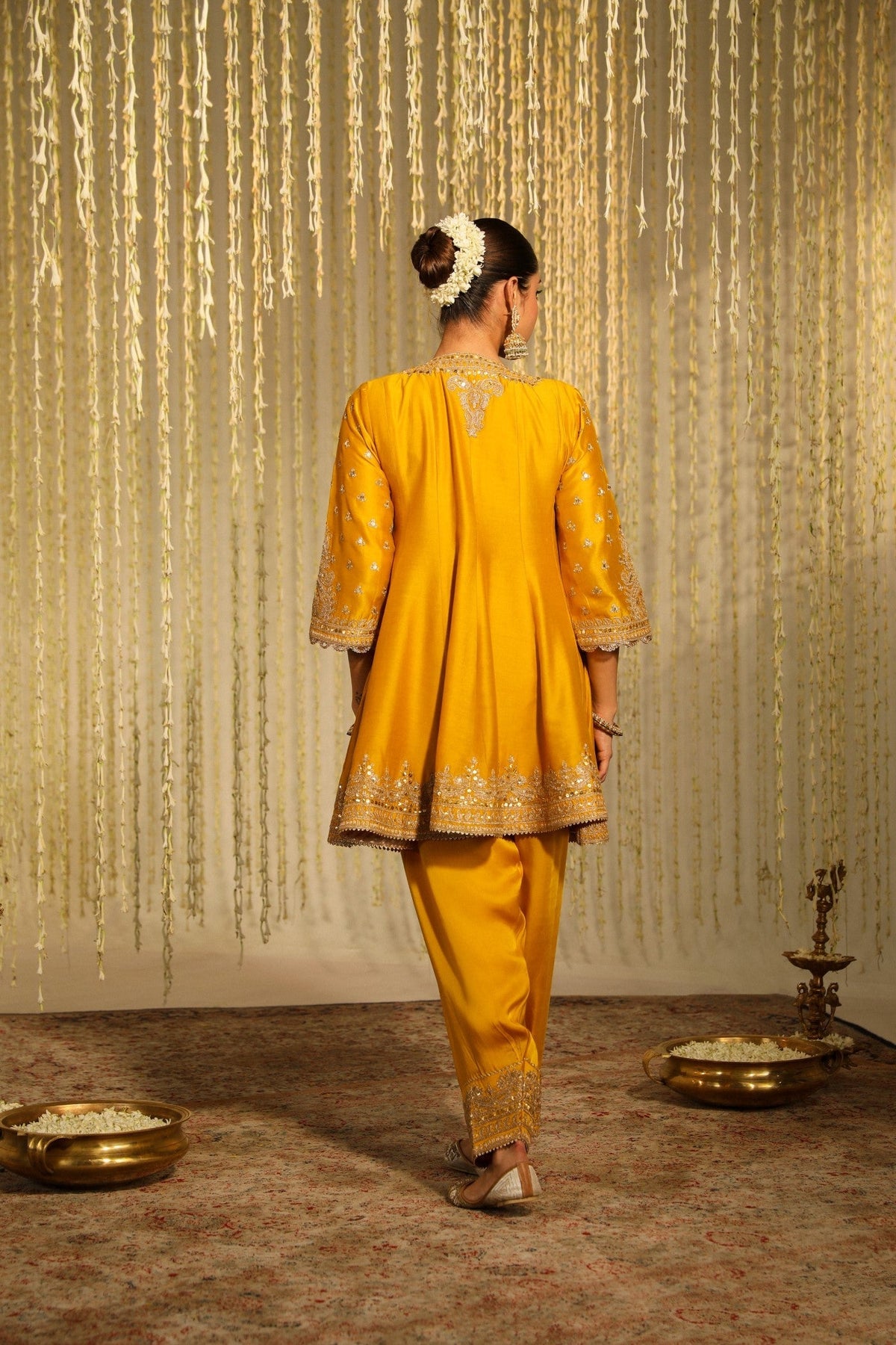 WARIZAH - GLAZE MUSTARD SHORT ANARKALI WITH SALWAR AND DUPATTA (LXRTS)