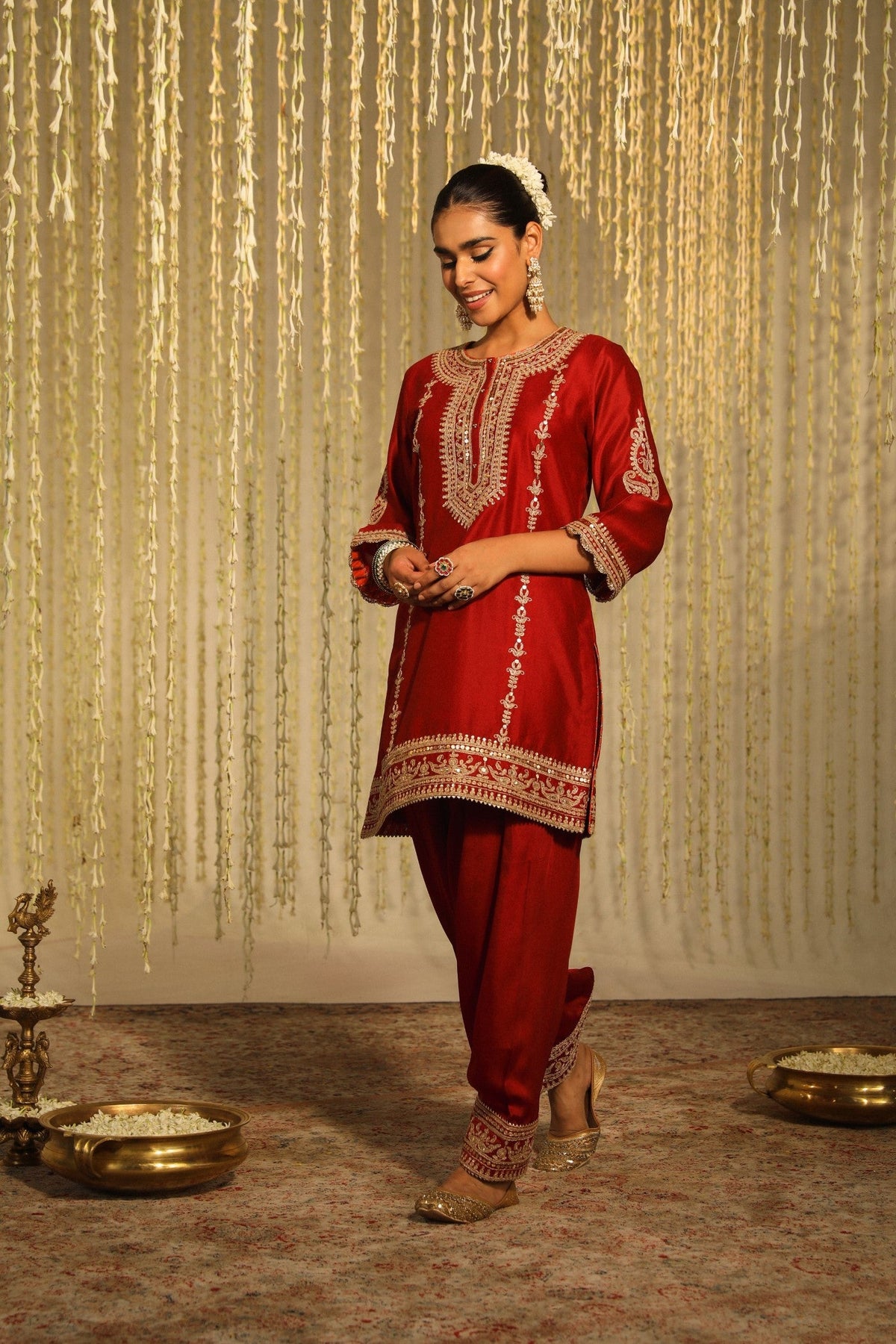 Gouri Grover In MEHAK - DEEP RED SHORT KURTA WITH SALWAR AND DUPATTA