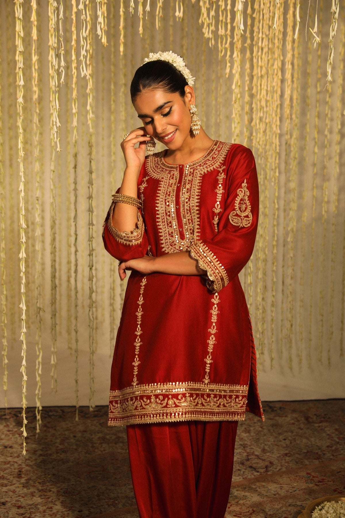 Gouri Grover In MEHAK - DEEP RED SHORT KURTA WITH SALWAR AND DUPATTA