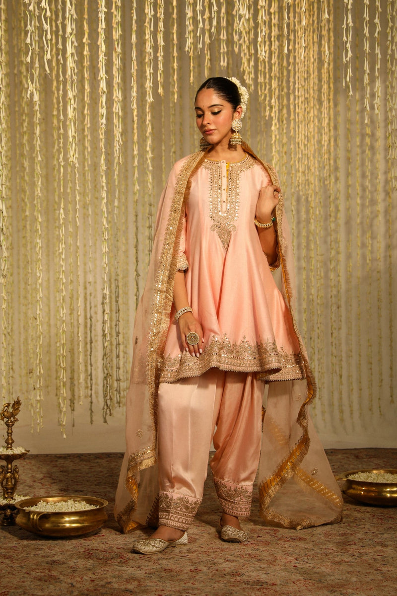 WARIZAH - ROSEPINK SHORT ANARKALI WITH SALWAR AND DUPATTA