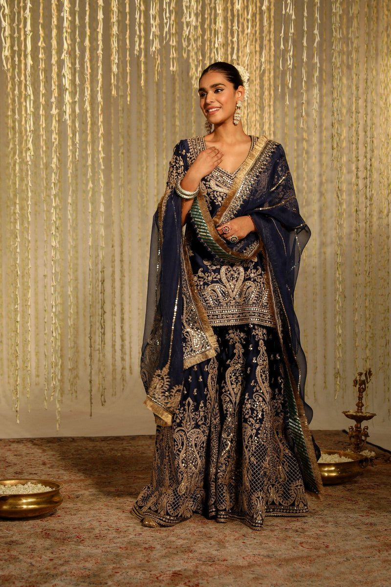 Seher Datta In AAFIYA - DEEP BLUE SHARARA