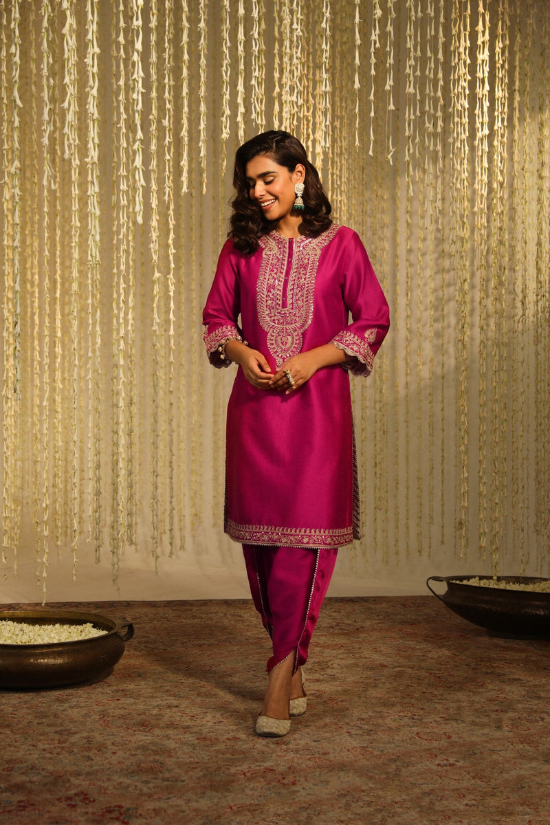 ENISA - Rani Hotpink KURTA WITH DHOTI