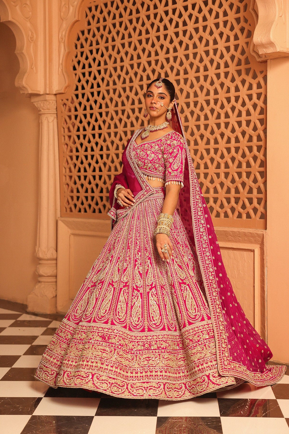 Inaya - Rani Hotpink Lehenga with Blouse and Dupatta