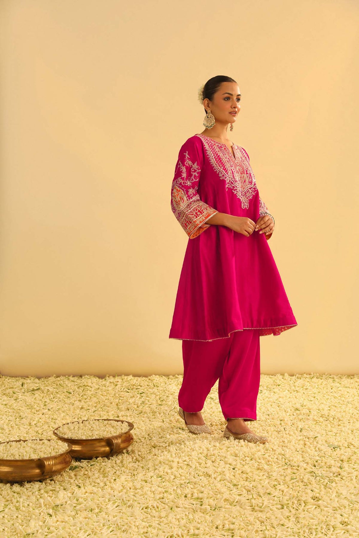 MOHSINA - Rani Hotpink SHORT KALIDAAR CHOGA WITH SALWAR (LXRTS)