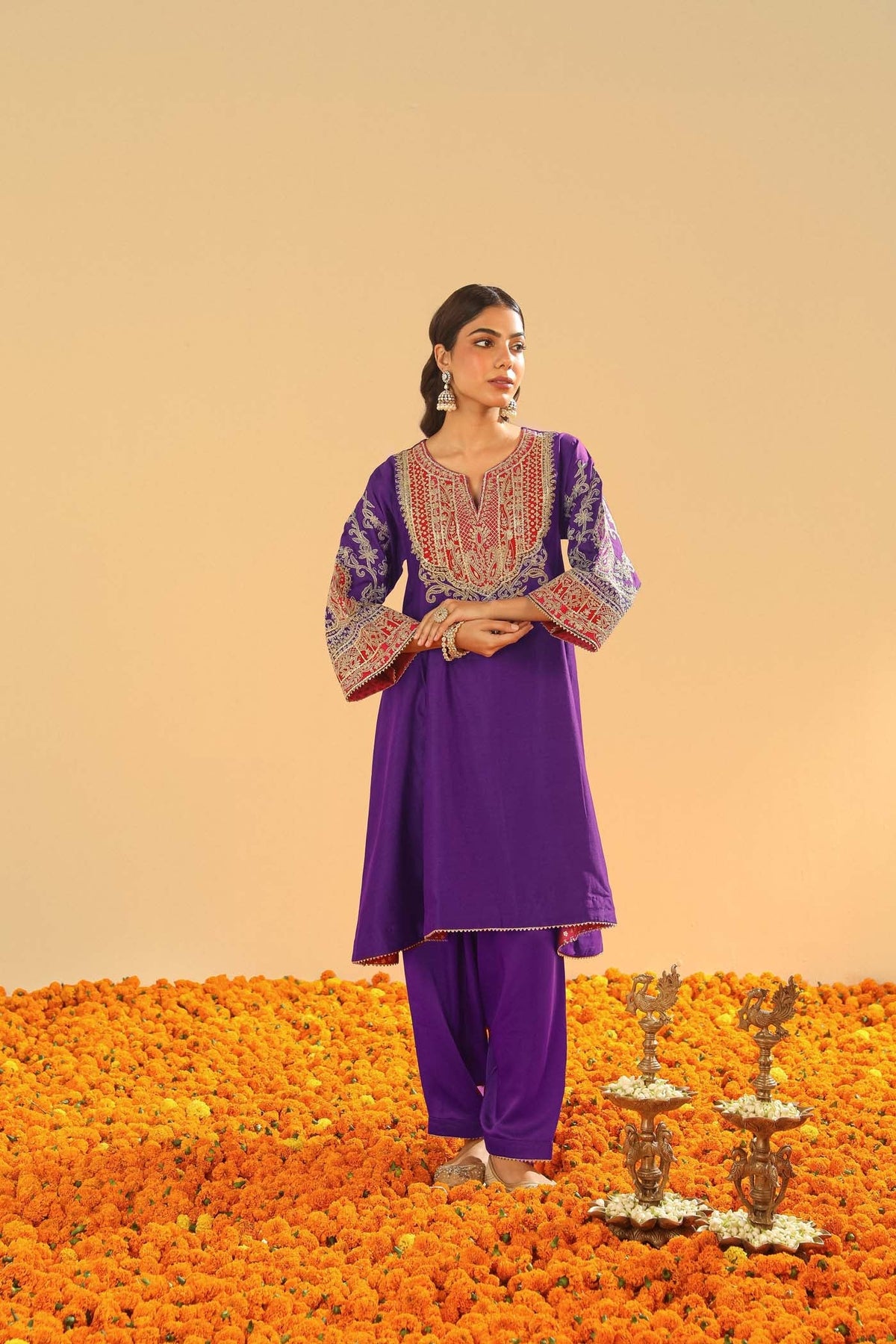 Mohsina - Purple Short Kalidaar Chauga with Salwar (LXRTS)