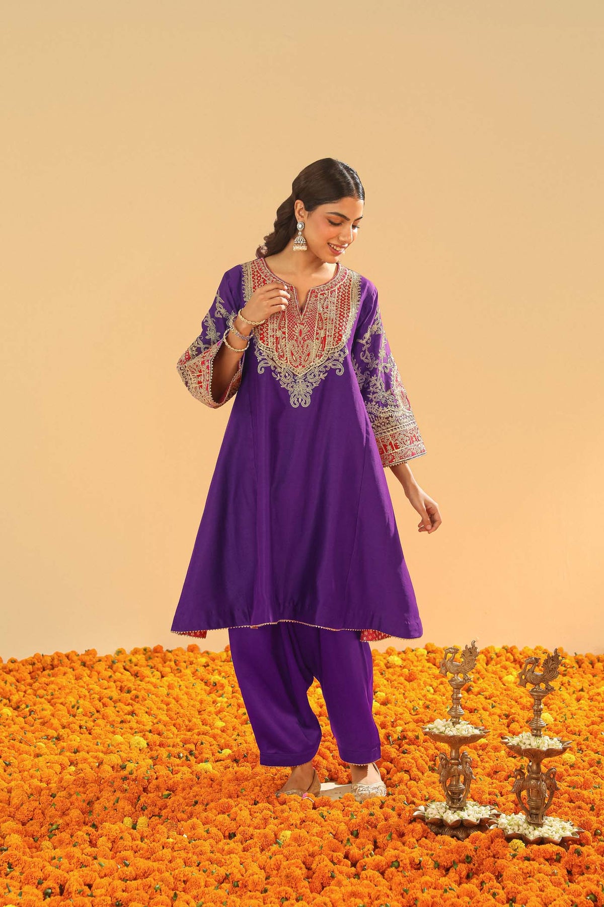 Mohsina - Purple Short Kalidaar Chauga with Salwar (LXRTS)