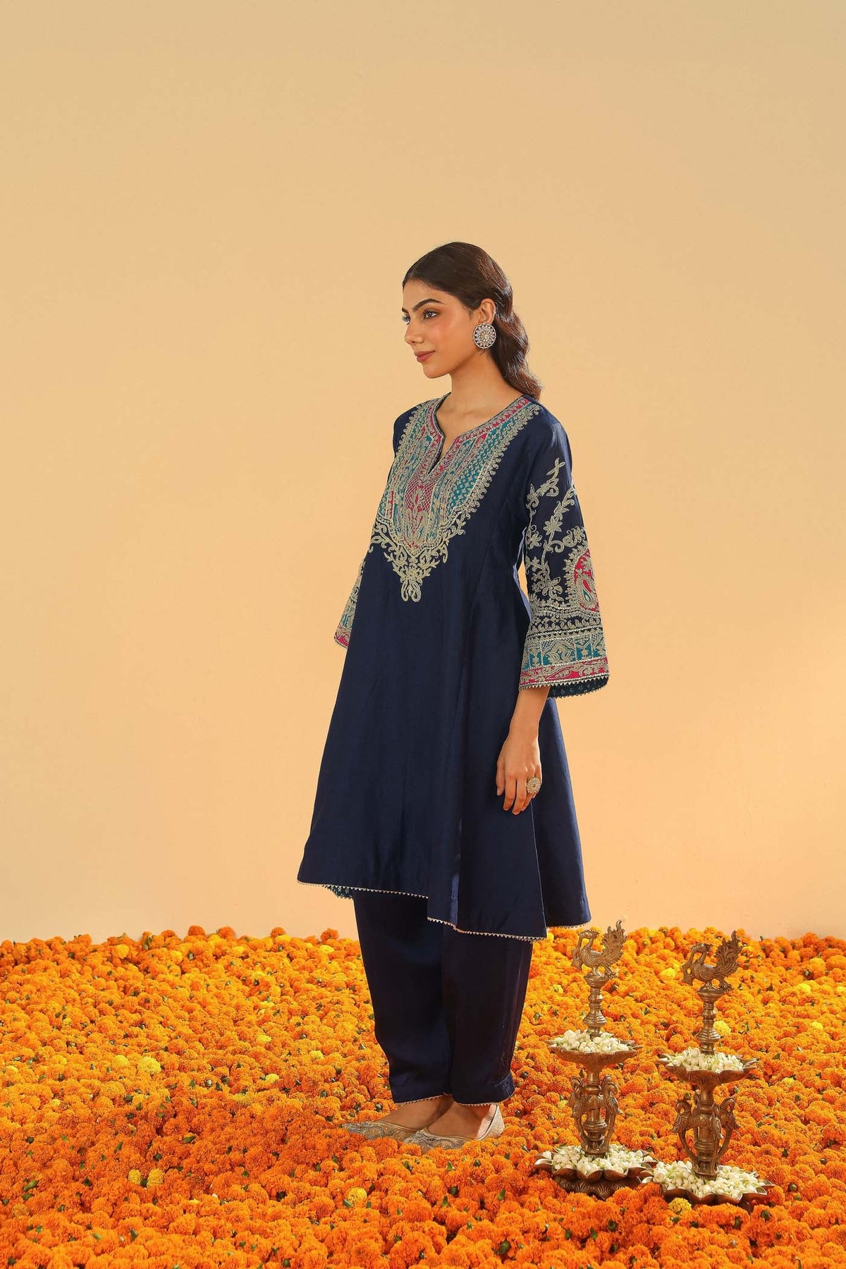 Mohsina - Dark Blue Short Kalidaar Chauga with Salwar (LXRTS)