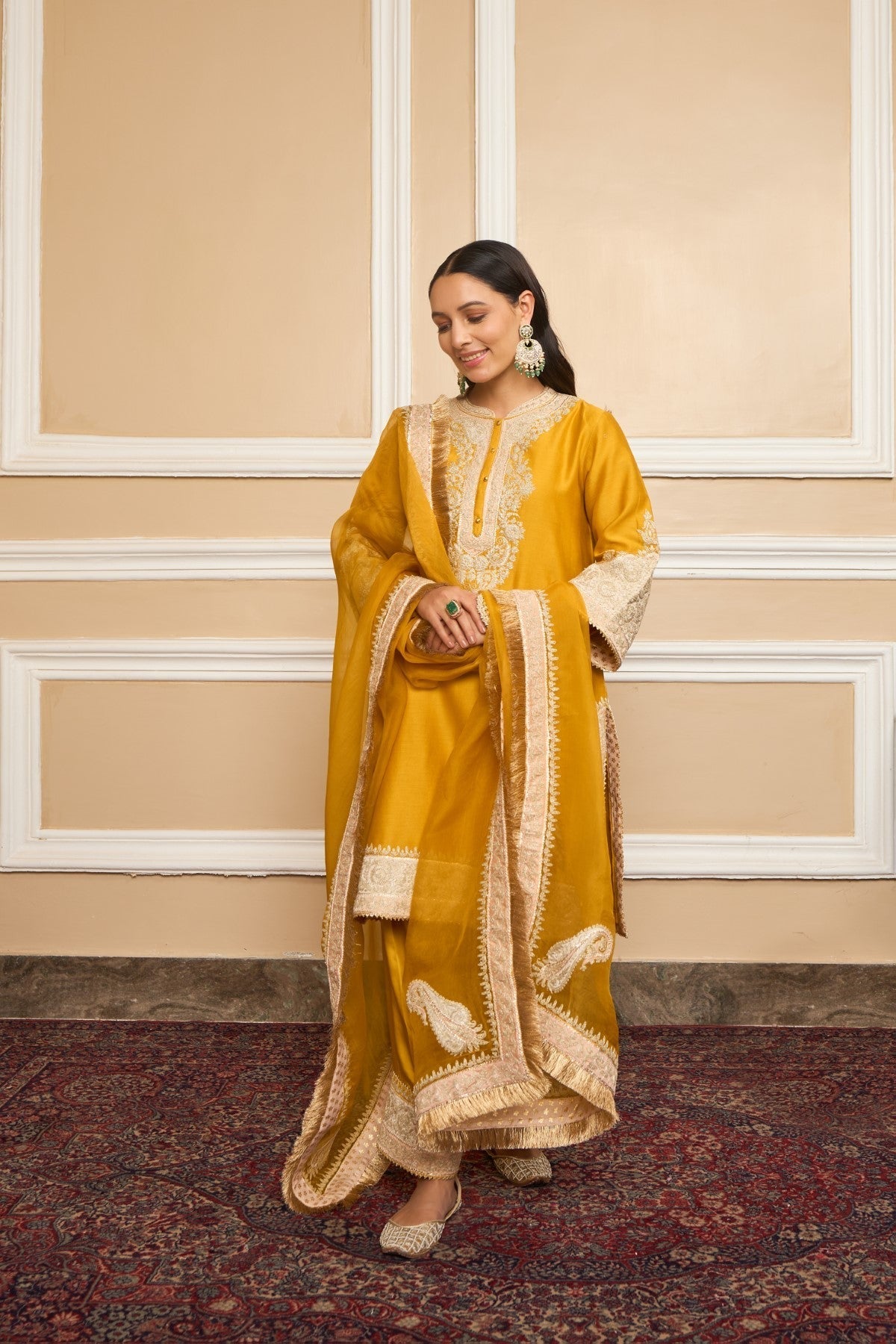 SABAA - Glaze Mustard SHORT KURTA WITH SALWAR AND DUPATTA (LXRTS)