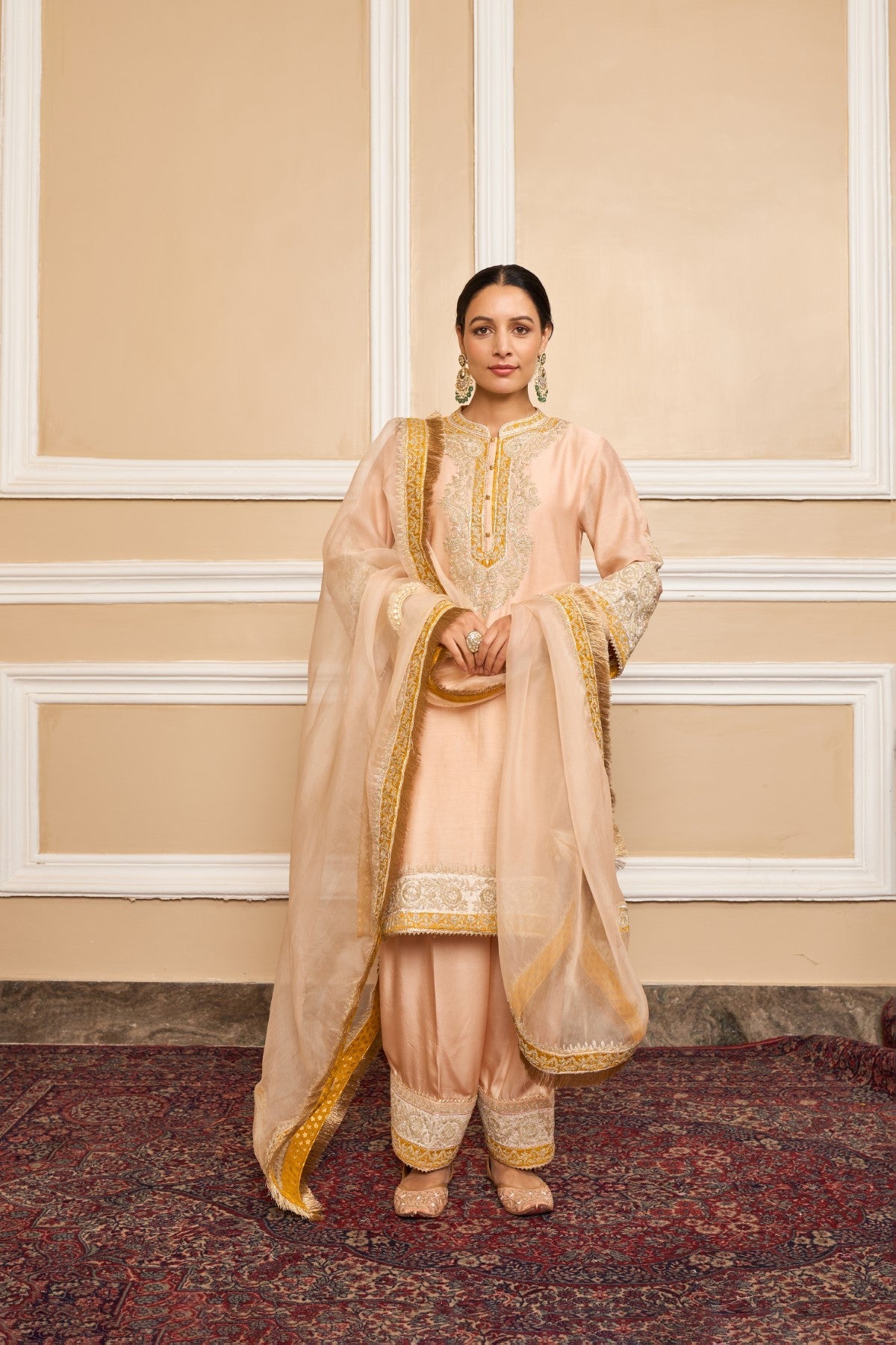 SABAA - Rose Pink SHORT KURTA WITH SALWAR AND DUPATTA