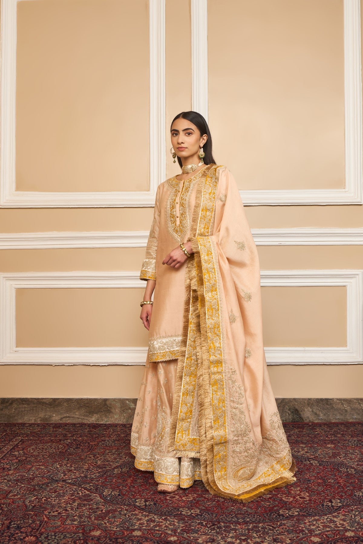 Komal Kapoor IN RAINA - ROSEPINK SHORT KURTA WITH SHARARA AND ODHNI