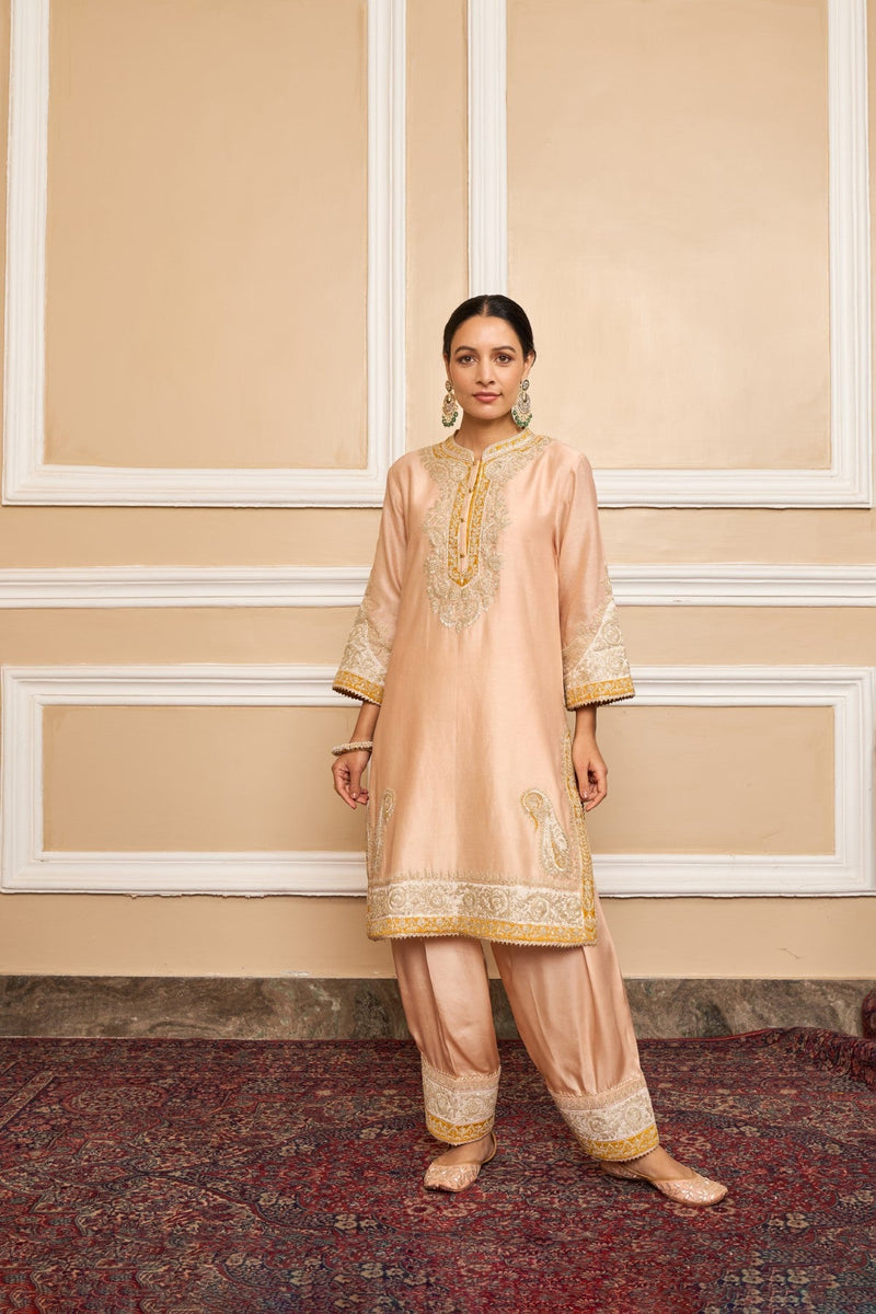SABAA - Rose Pink SHORT KURTA WITH SALWAR AND DUPATTA
