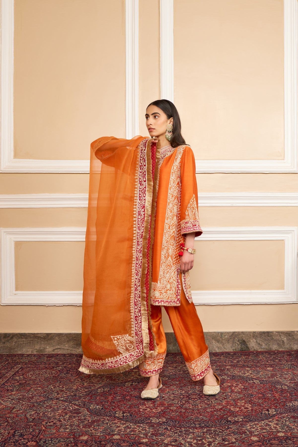Chandni Girdhar In NAAYAAB - Orange SHORT KURTA WITH SALWAR AND DUPATTA
