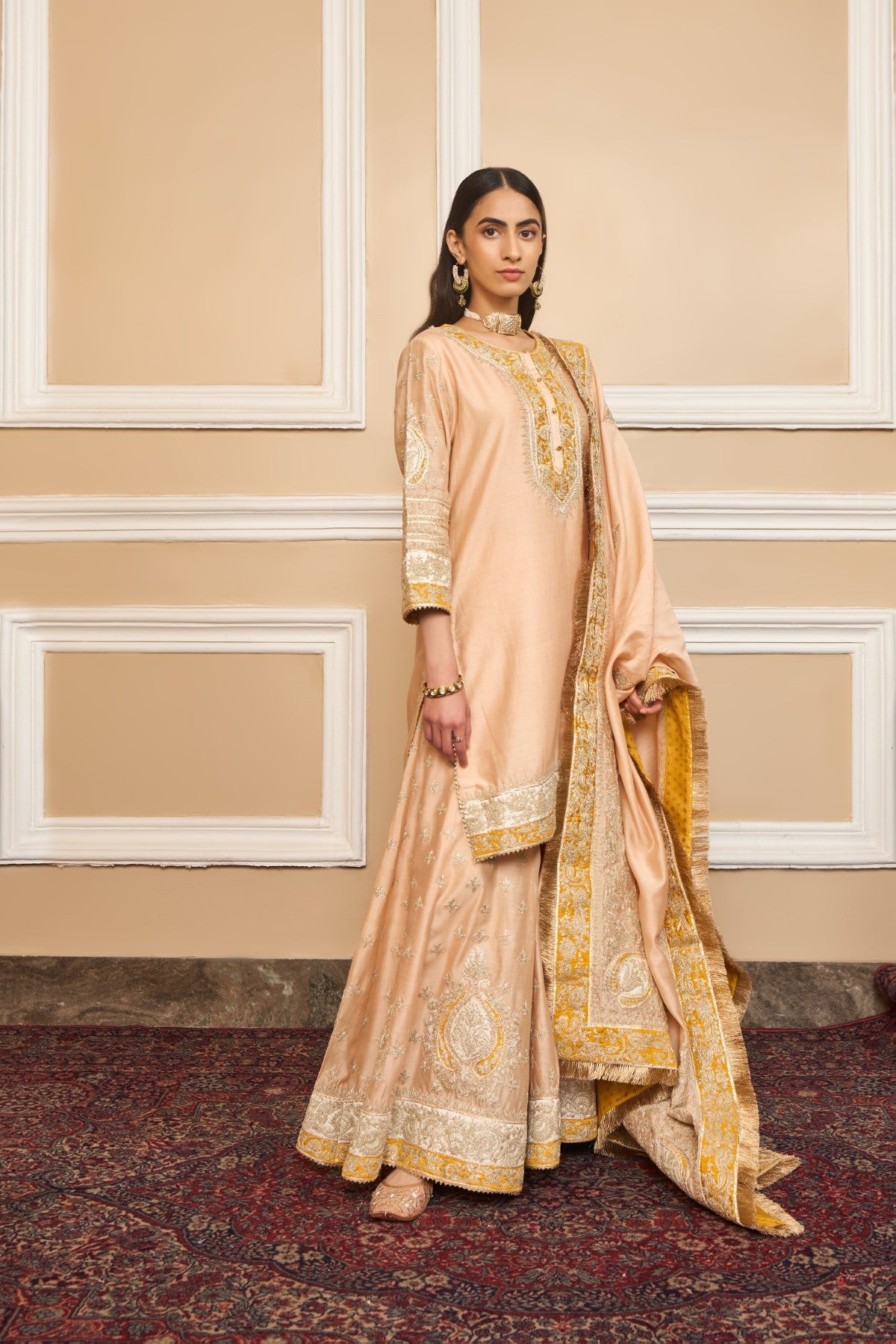 Komal Kapoor IN RAINA - ROSEPINK SHORT KURTA WITH SHARARA AND ODHNI