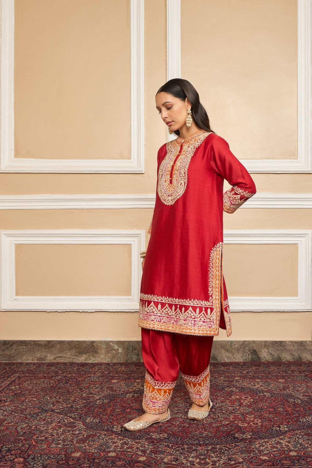 Yashika Khatri In AFSAANA - DEEP RED SHORT KURTA WITH SALWAR AND DUPATTA