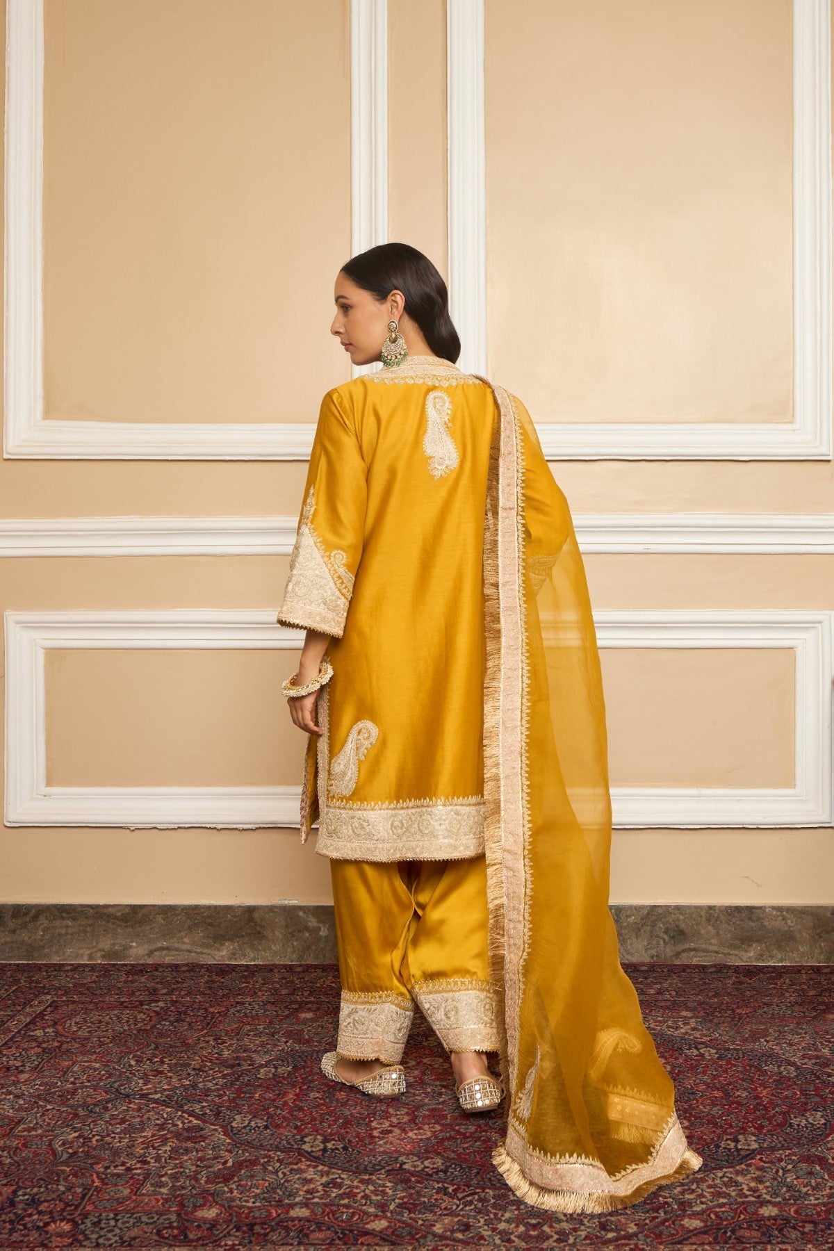 SABAA - Glaze Mustard SHORT KURTA WITH SALWAR AND DUPATTA (LXRTS)
