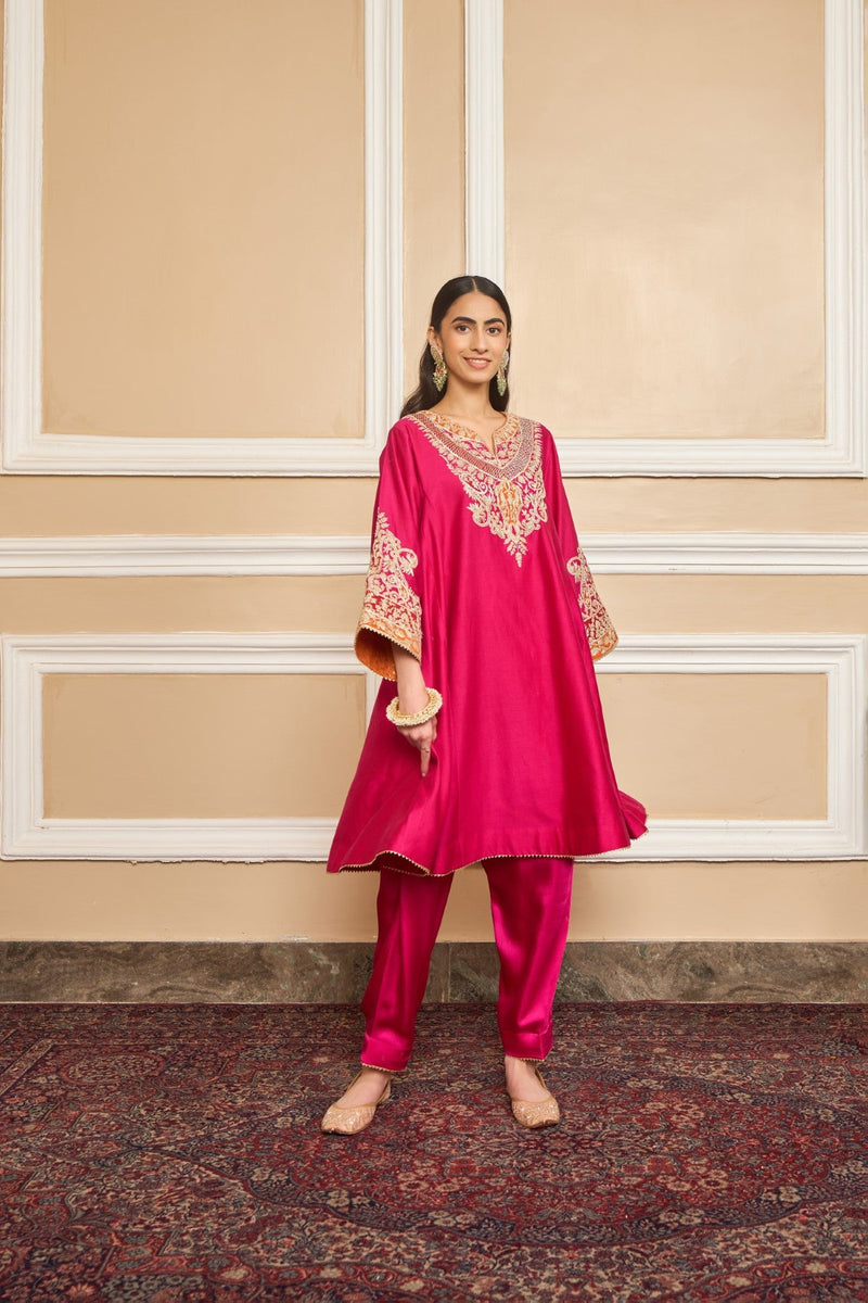 NIKI MEHRA IN MEHRISH - Rani Hotpink SHORT KALIDAAR CHOGA WITH SALWAR