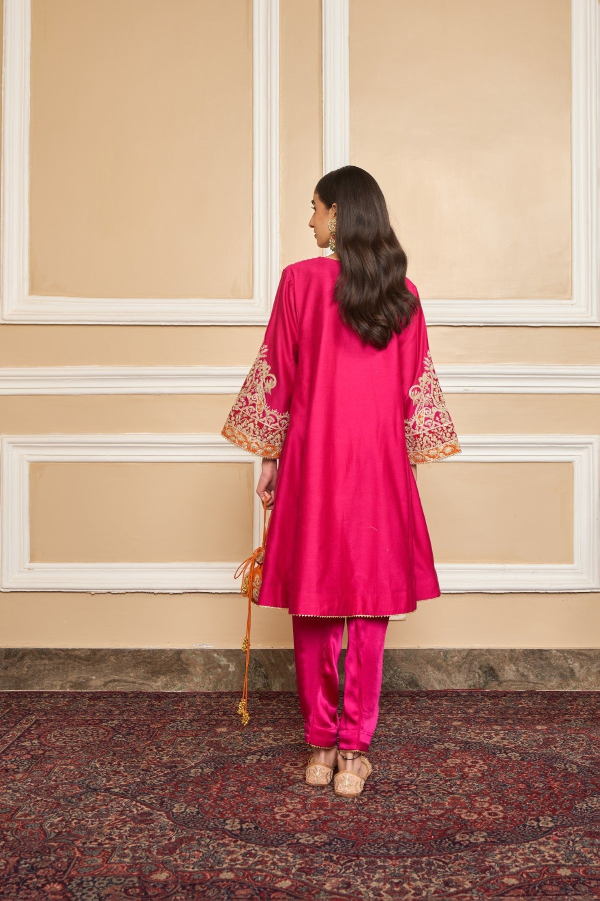NIKI MEHRA IN MEHRISH - Rani Hotpink SHORT KALIDAAR CHOGA WITH SALWAR