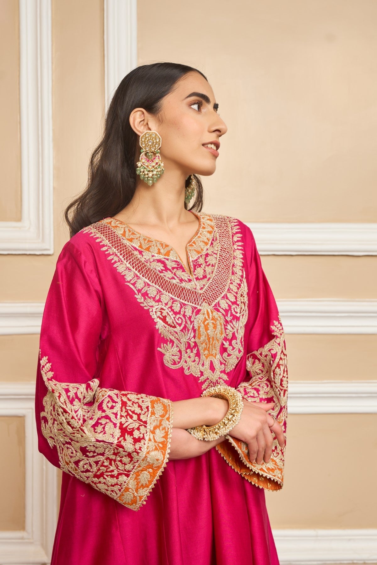 NIKI MEHRA IN MEHRISH - Rani Hotpink SHORT KALIDAAR CHOGA WITH SALWAR