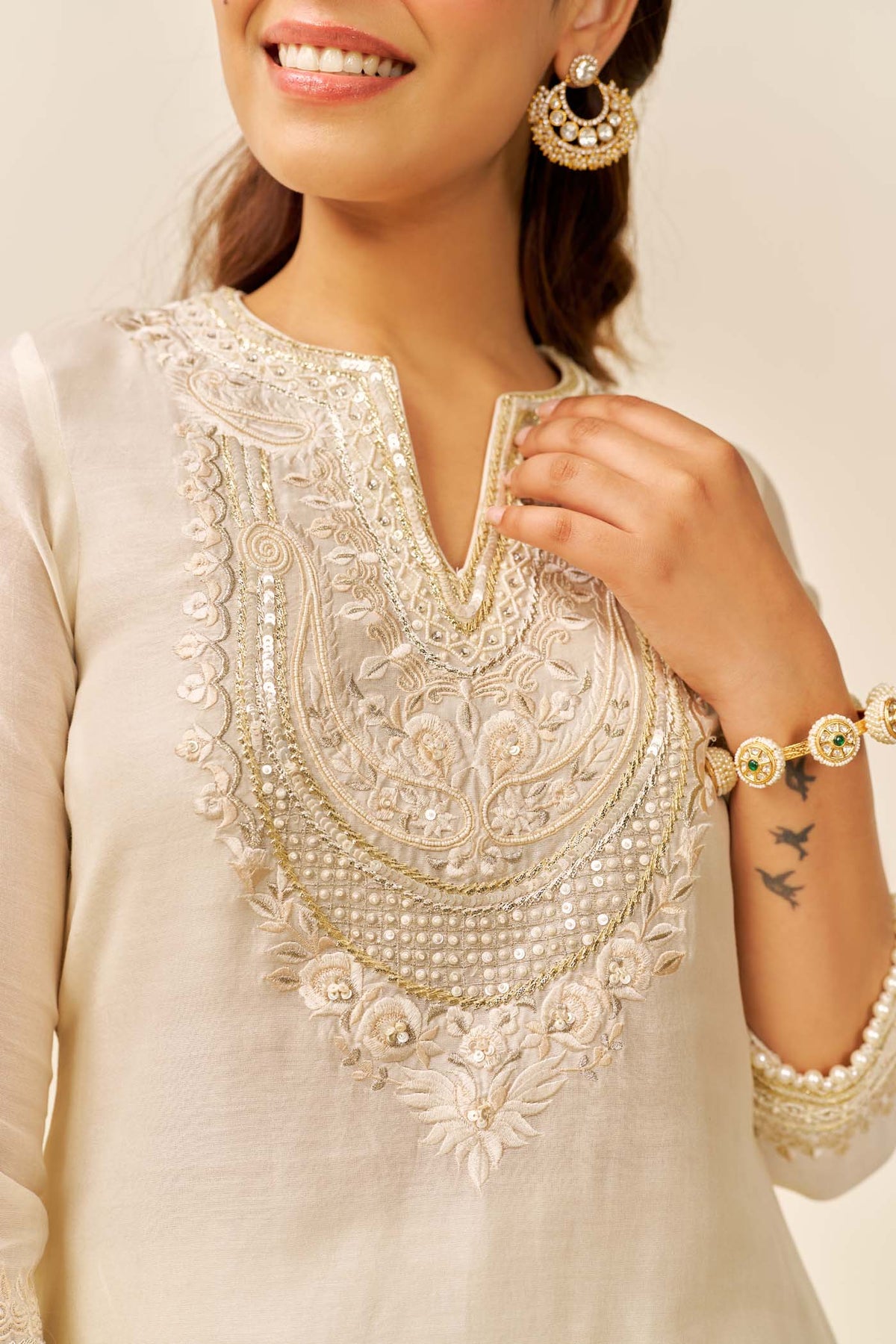 Nikita Chawla in Sara- Daisy Ivory Short Kurta With  Salwar
